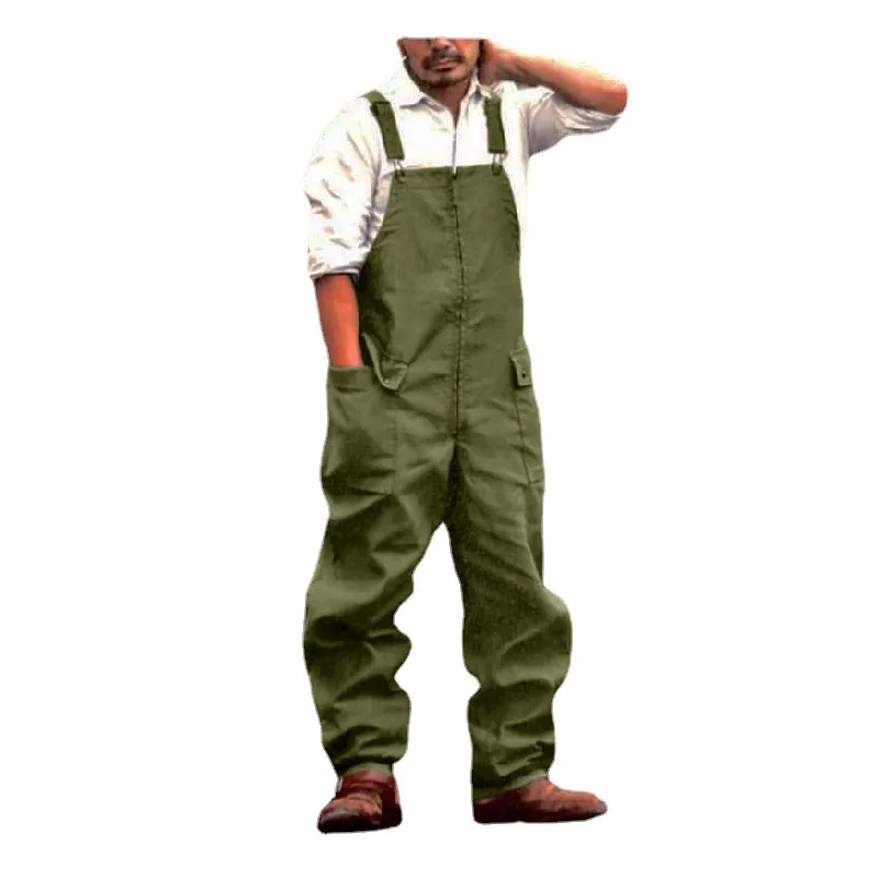 Men's Casual Loose Overalls Men Straight Overalls Overalls American Retro 4 Color Trend All-match One-piece Suspenders Trousers - Image 3