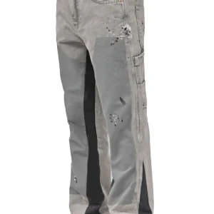 Men's Fashion Jeans Work Pants, European and American Fashion Workwear Elastic Patchwork Denim Layered Flared Pants S-XXL